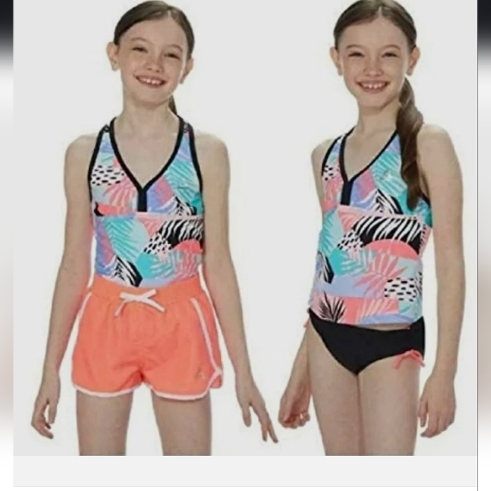 Gerry Girls Size 16 Swim Tankini Swimsuit 1 Top Firelight, Short Racerback NWT